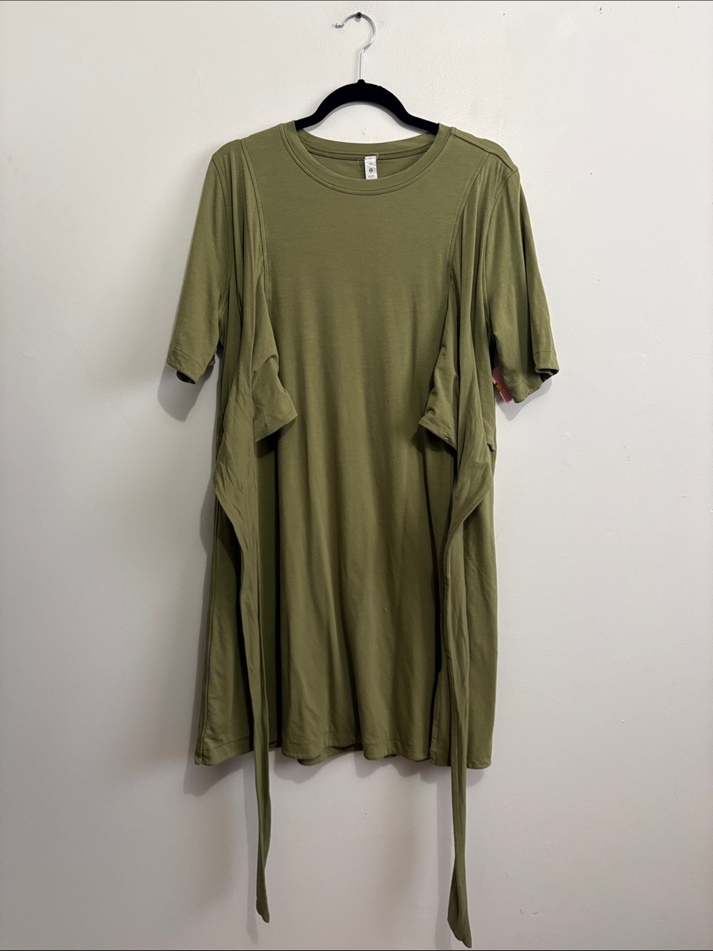 Lululemon Cotton Wrap-Front T-Shirt Dress size 10 in Bronze Green - Picture 3 of 6